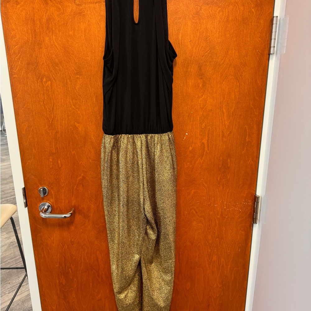 Kenneth Cole Black and Gold Shimmer Jumpsuit